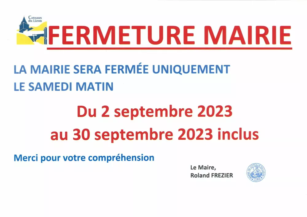 Fermeture de la Mairie